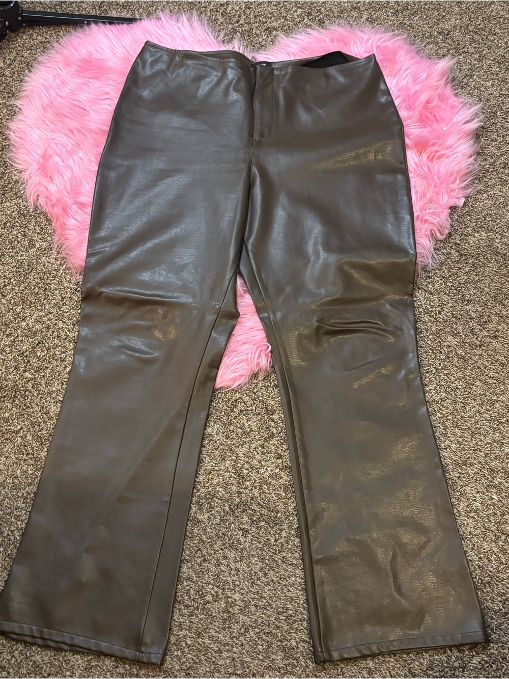 Mossimo Brown Faux Leather Straight Leg Pants Women’s Size 14